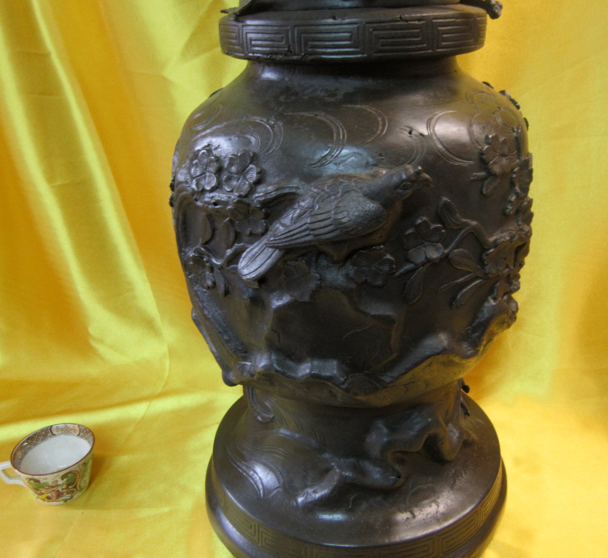 Very Large Bronze Vase Selette Imperial Japan Meiji 19th-photo-2