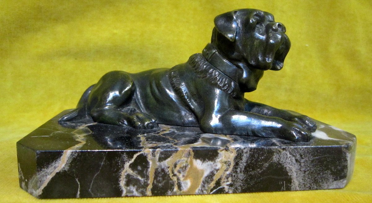 Mastiff Mastiff Dog Statue Bronze Art Deco On 30 Marble Portor