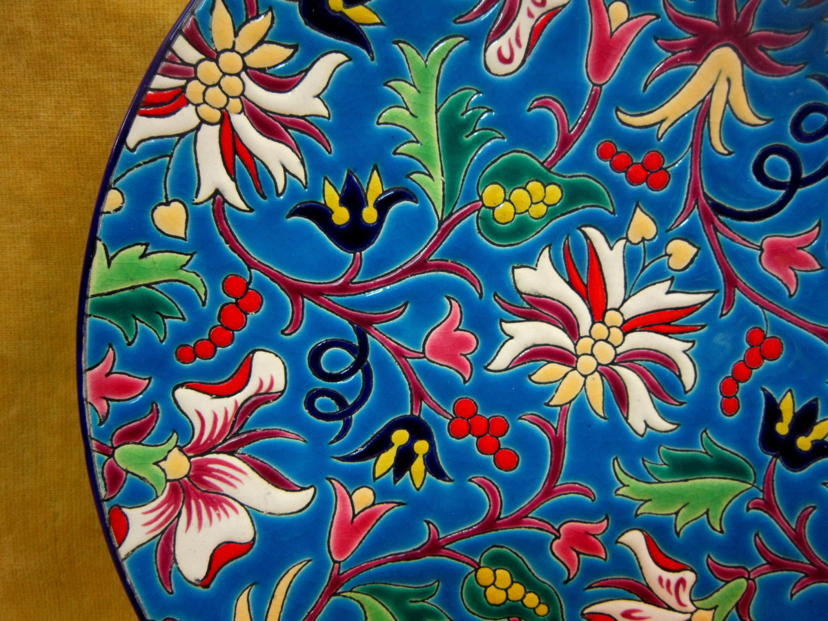 Grand Plate Enamel Cloisonne De Longwy Art Deco 1930-photo-4