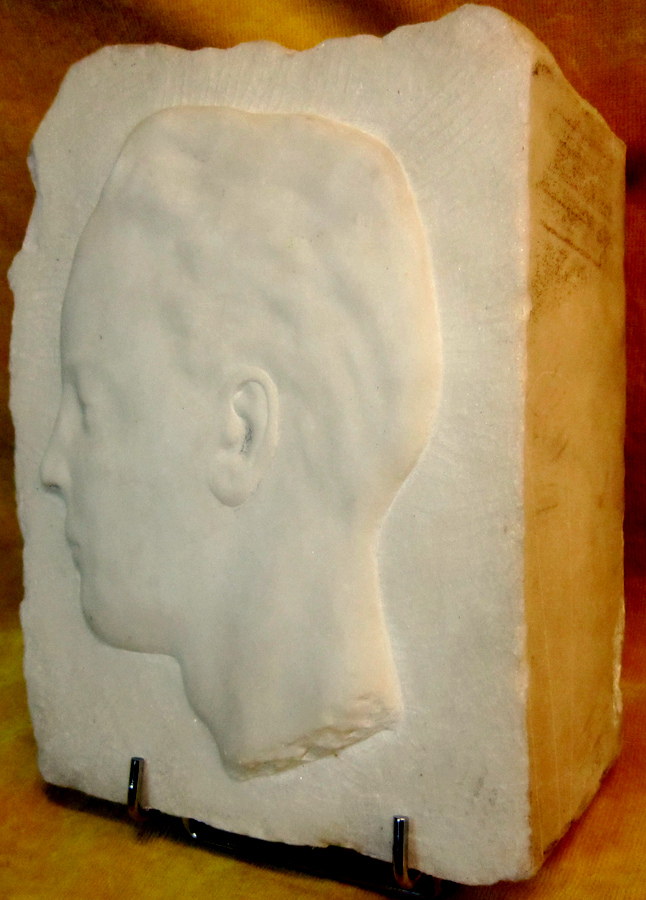 Sculpture Marble Profile Young Man Art Deco-photo-4