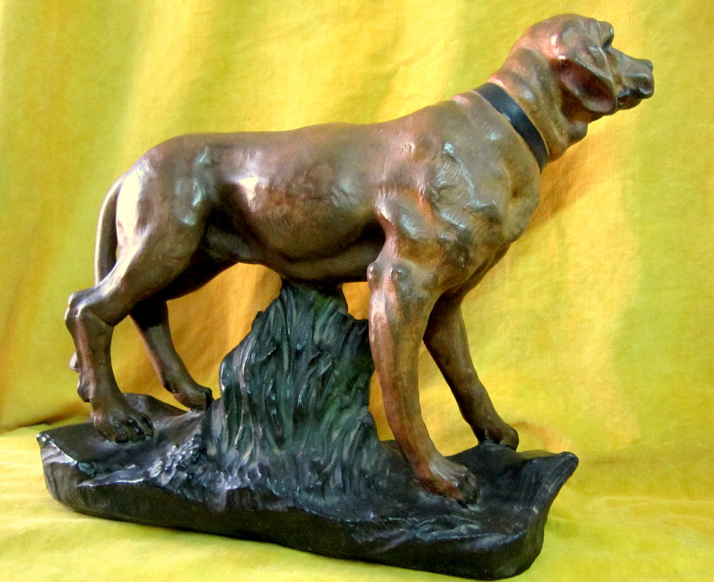 Hunting Dog By Capovan Large Patinated Plaster -photo-3