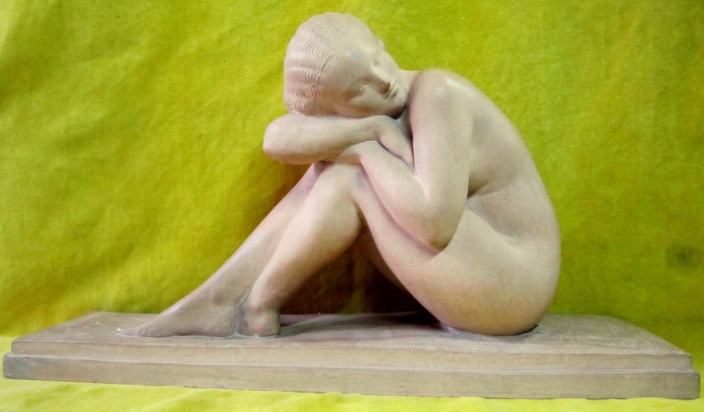 Terre Cuite Nue Féminin Art Déco 30 école Néoclassique Sculpture Amédeo Gennarelli (1881-1945)-photo-2