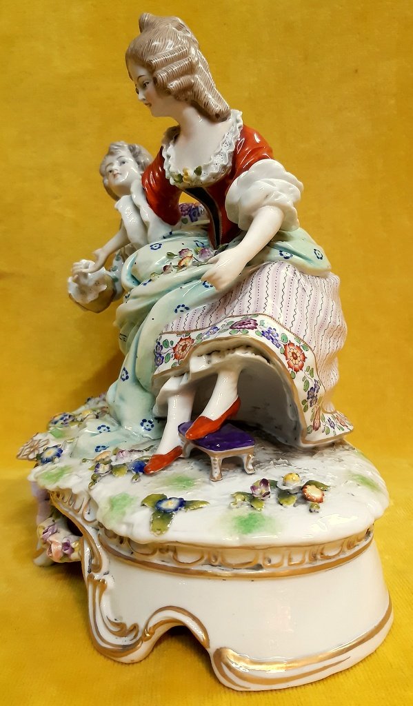 Saxony Porcelain Or Meissen Galante Scene XVIIIth Style-photo-3