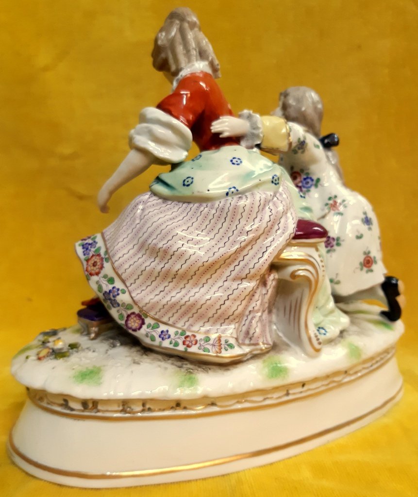 Saxony Porcelain Or Meissen Galante Scene XVIIIth Style-photo-4