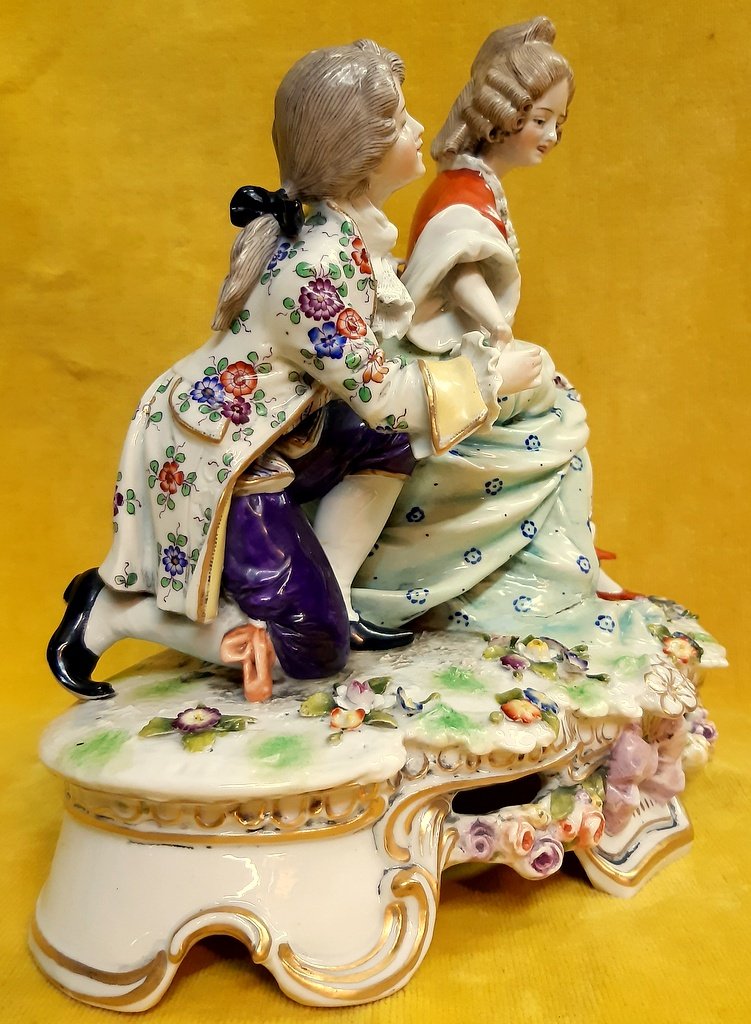 Saxony Porcelain Or Meissen Galante Scene XVIIIth Style-photo-2