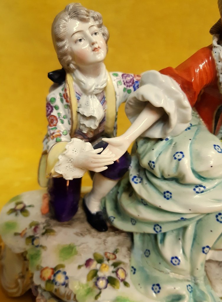 Saxony Porcelain Or Meissen Galante Scene XVIIIth Style-photo-4