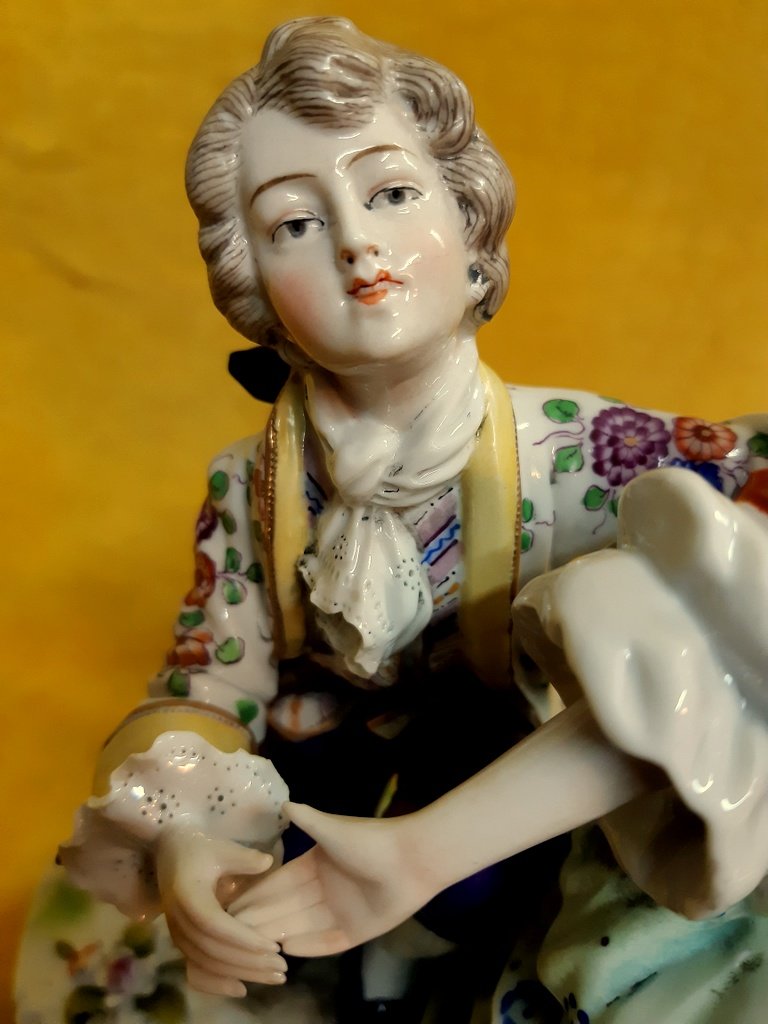 Saxony Porcelain Or Meissen Galante Scene XVIIIth Style-photo-6