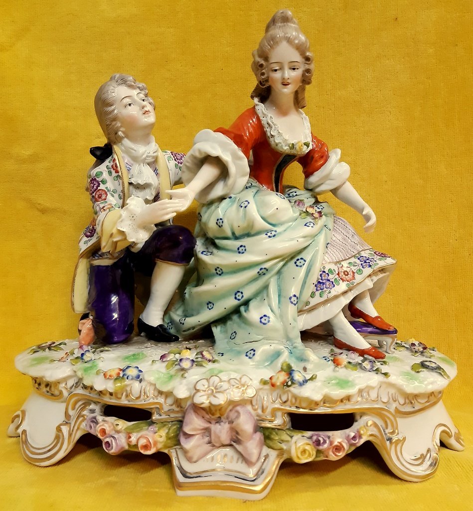 Saxony Porcelain Or Meissen Galante Scene XVIIIth Style