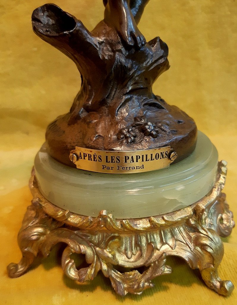 Sculpture « 1900» De Jeune Femme « Après Les Papillons » De E.J. Ferrand (1846-1932)-photo-6