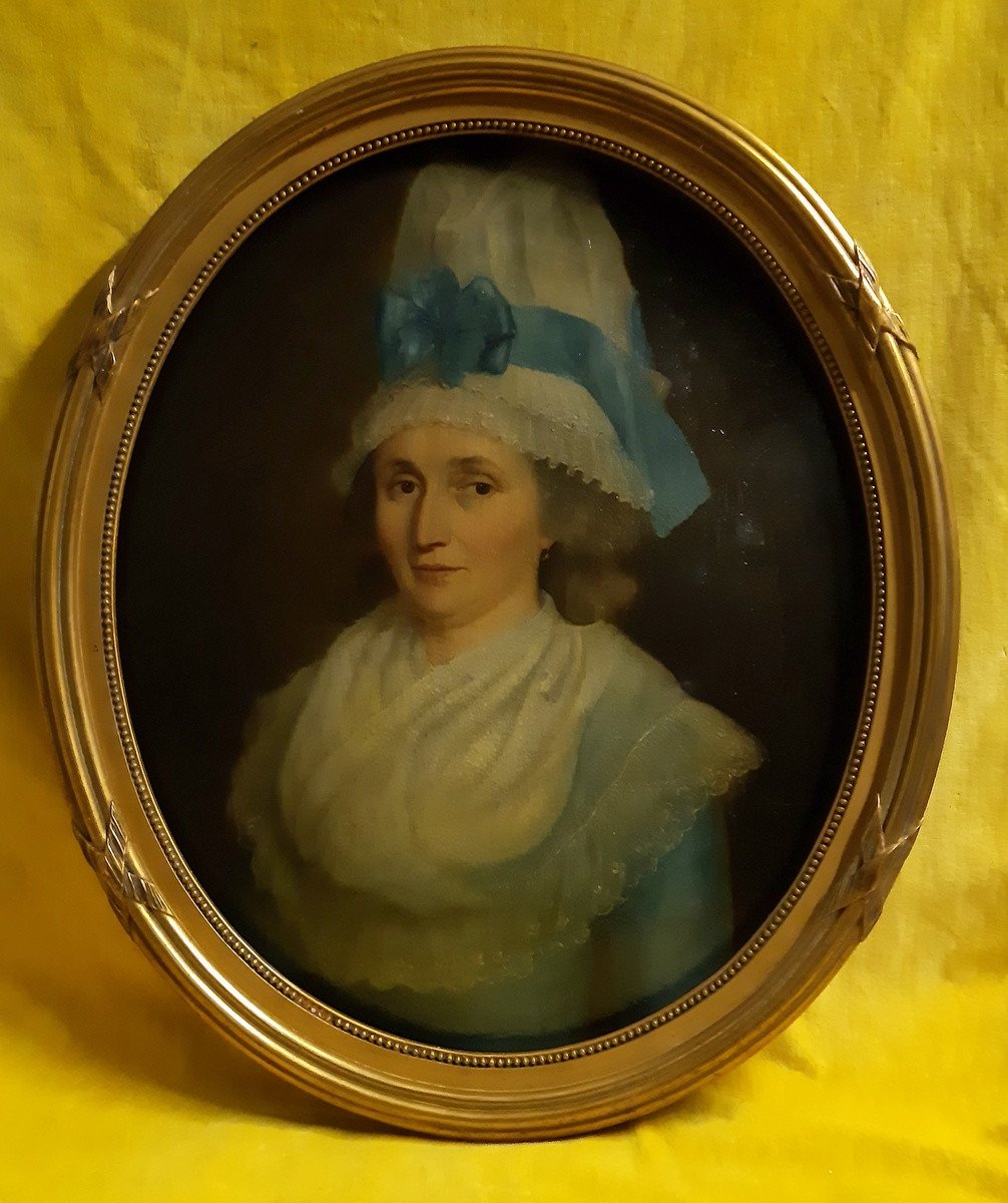 Portrait Ovale à L’huile De Femme école Française Du XVIIIème Louis XVI-photo-6