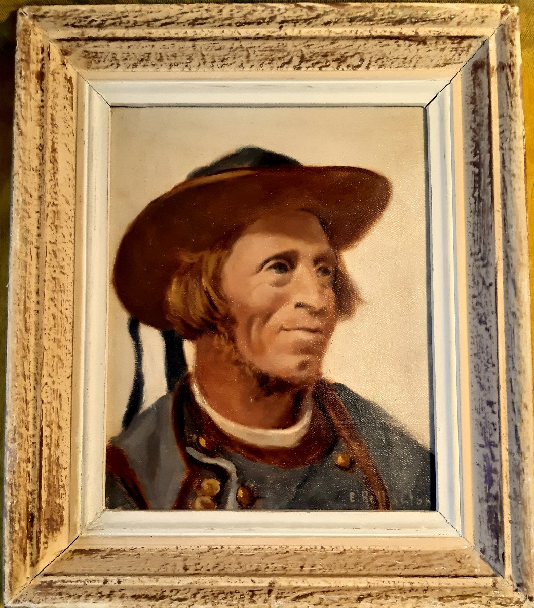 Portrait Of A Breton Man In Traditional Costume By Ermando Bellantonio (1900-1980)-photo-1