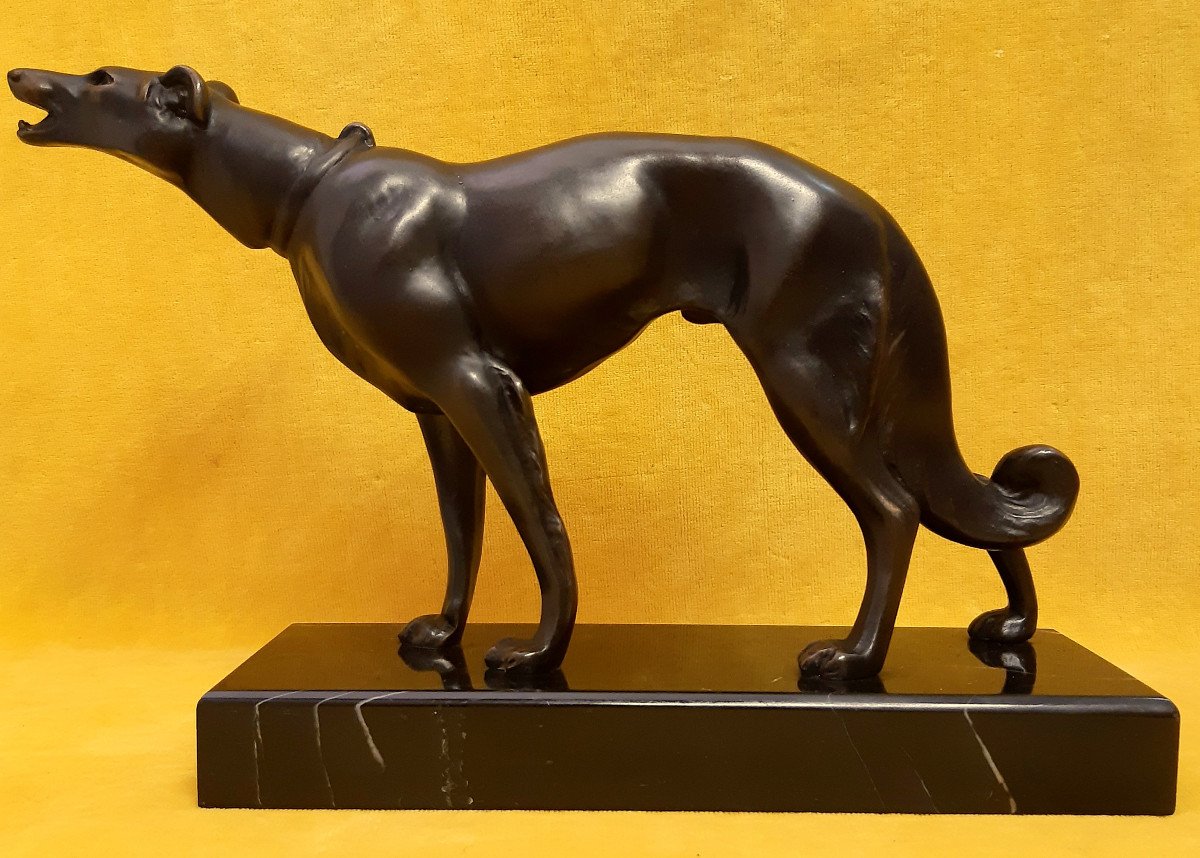 Bronze Greyhound Dog Barking Art Deco 30-50-photo-2