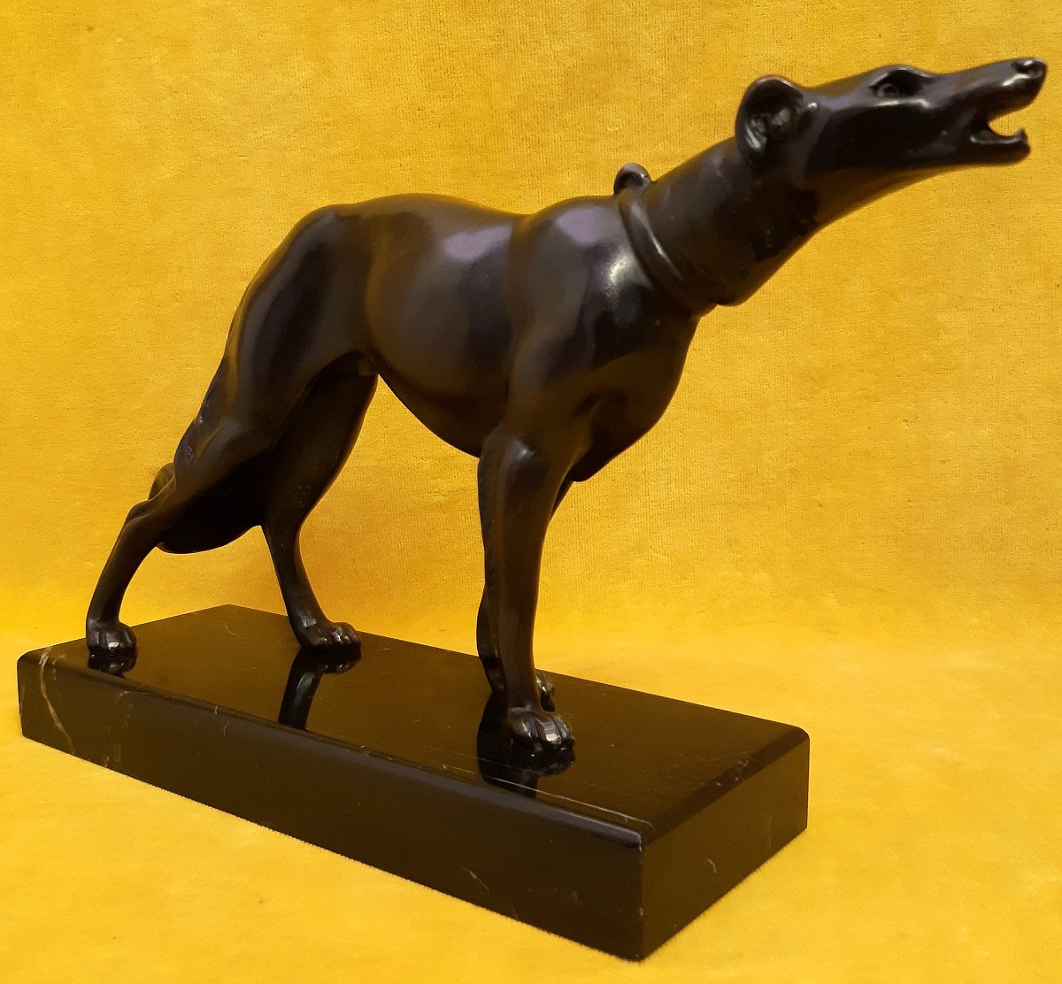 Bronze Greyhound Dog Barking Art Deco 30-50-photo-4