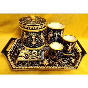 Necessary Smoker Service 6 Pieces In Gien Earthenware 1875 St Italian Renaissance 19th