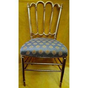 Pair Of Chairs Upholstered In Golden Wood Napoleon III 19th