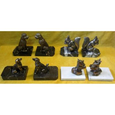 Animal Bookends On Marble Base Art Deco 30-50