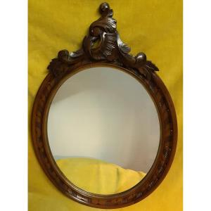 Oval Wooden Mirror Glass With Shell St Lxv “1900”