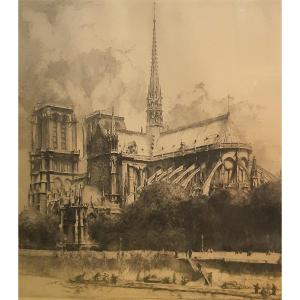 Abside de Notre Dame de Paris Chalcographie du Louvre de Louis ORR (1879-1961)