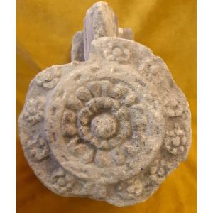 Roman Keystone Carved Stone Circular Pattern With Flowers Middle Ages (476 To 1472)