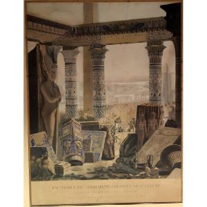 Lithographie Frontispice «Fac-Similé des Monument Coloriés de L’Egypte»1825 Campagne Napoléon 