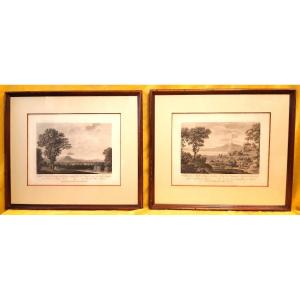 Pair Of Etchings With View Of Active Vesuvius 1804 Vicenzo Aloja (1769-1834)