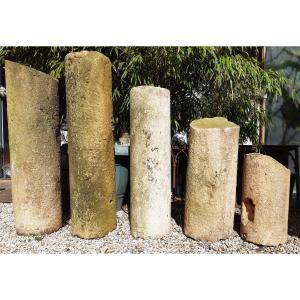 Batch Of Parts Of Cylindrical Shaft Of Roman Column In Cut Stone