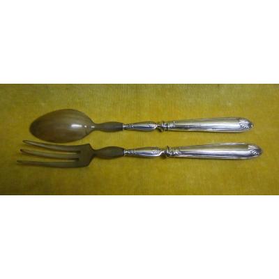 Service Salad Spoon Fork Coquille St Lxv Silver