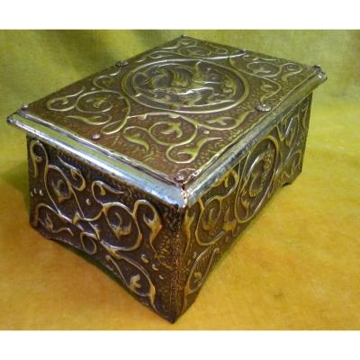 Box Brass Embossed On Wood Renaissance 19th St