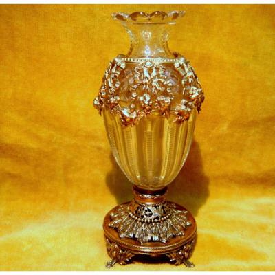 Small Vase Cassolette Crystal Cut St Lxvi Golden Mount