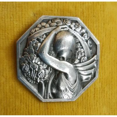 Art Deco Paris Brooch 1926 Silver Bronze Sculptor P. Turin (1891-1968).