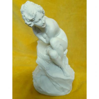 Grand biscuit porcelaine baigneuse nue Sèvres de Raphaël NANNINI (1852-1925)