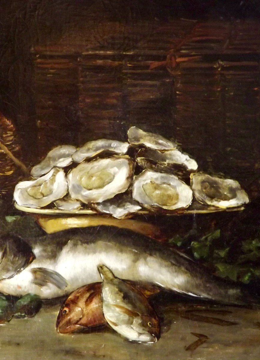 Still Life With Fish, Eugène Baudin XIXth.-photo-2