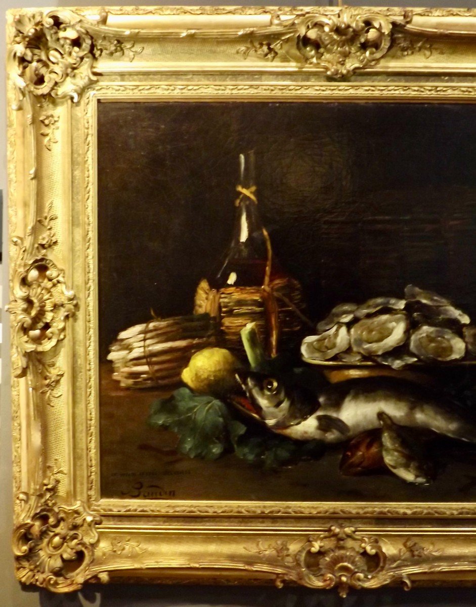 Still Life With Fish, Eugène Baudin XIXth.-photo-2