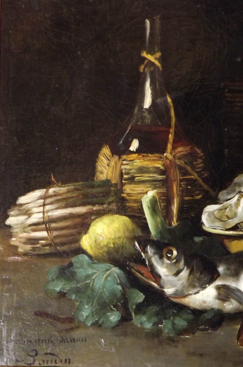 Still Life With Fish, Eugène Baudin XIXth.-photo-5