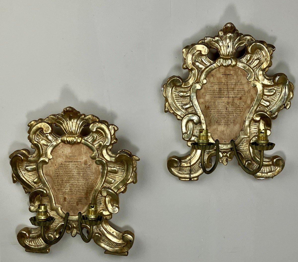 Pair Of 19th Century Gilded Wood Sconces.