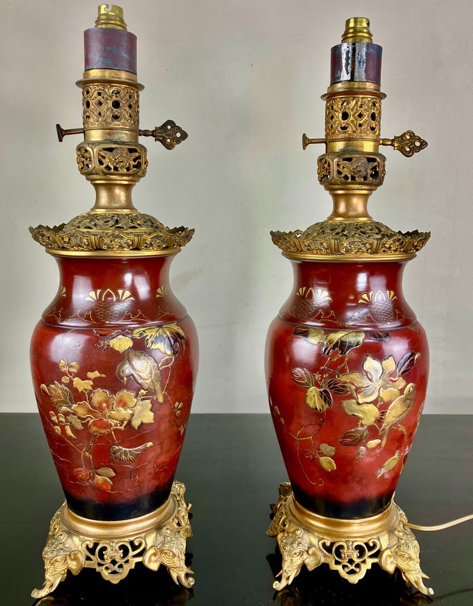 Pair Of Japanese Elephant Lamps