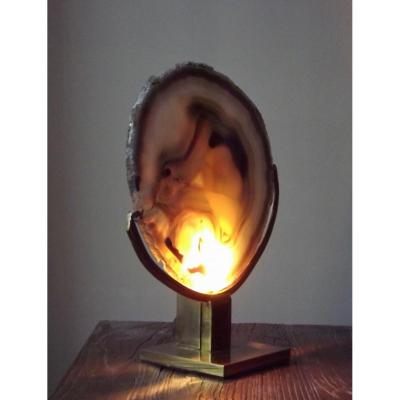 Agate And Brass Lamp By Willy Daro