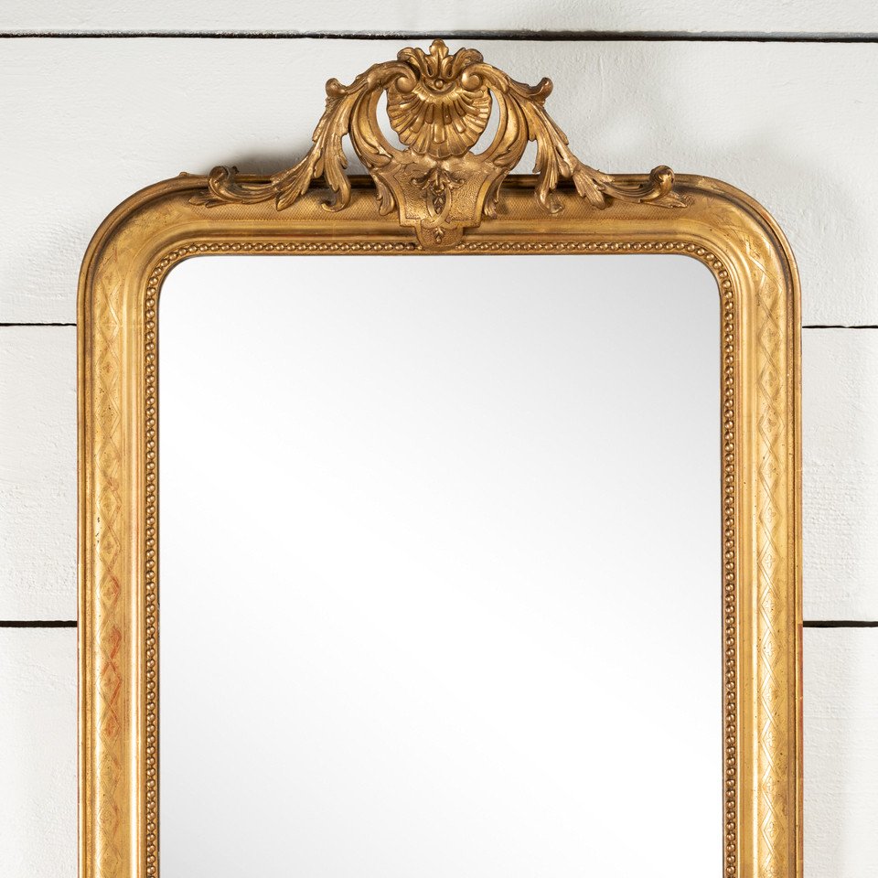 Small Giltwood Pediment Mirror H. 116 Cm W. 72 Cm-photo-2