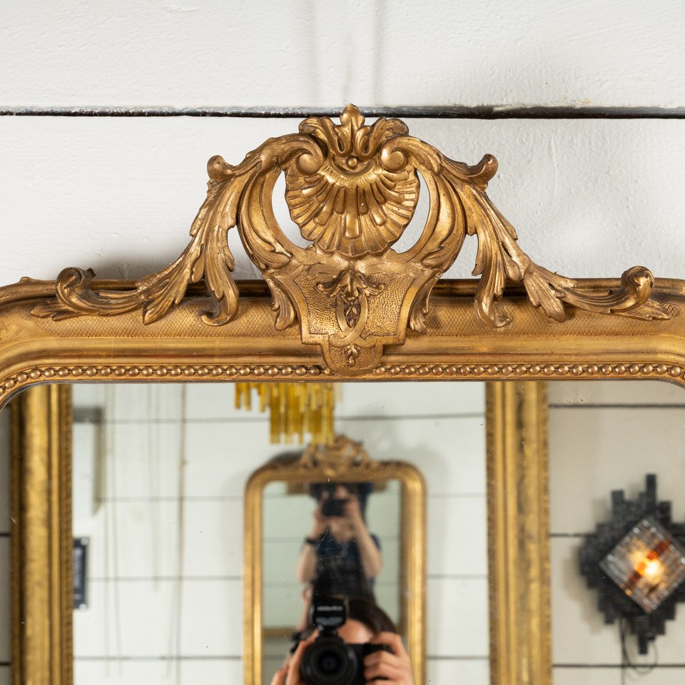 Small Giltwood Pediment Mirror H. 116 Cm W. 72 Cm-photo-3