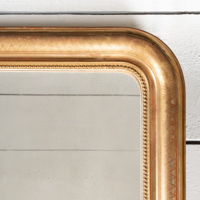 Mirror In Gilded And Engraved Wood H. 137 Cm - L. 99 Cm-photo-2