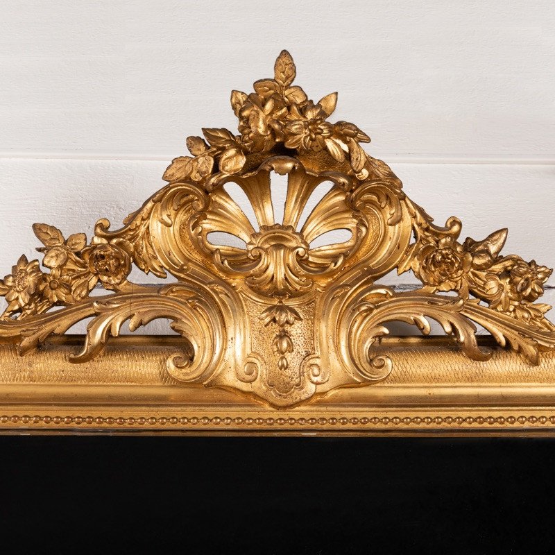 Très Grand Miroir Français Du XIXe En Bois Doré H.180 Cm L.103 Cm-photo-4