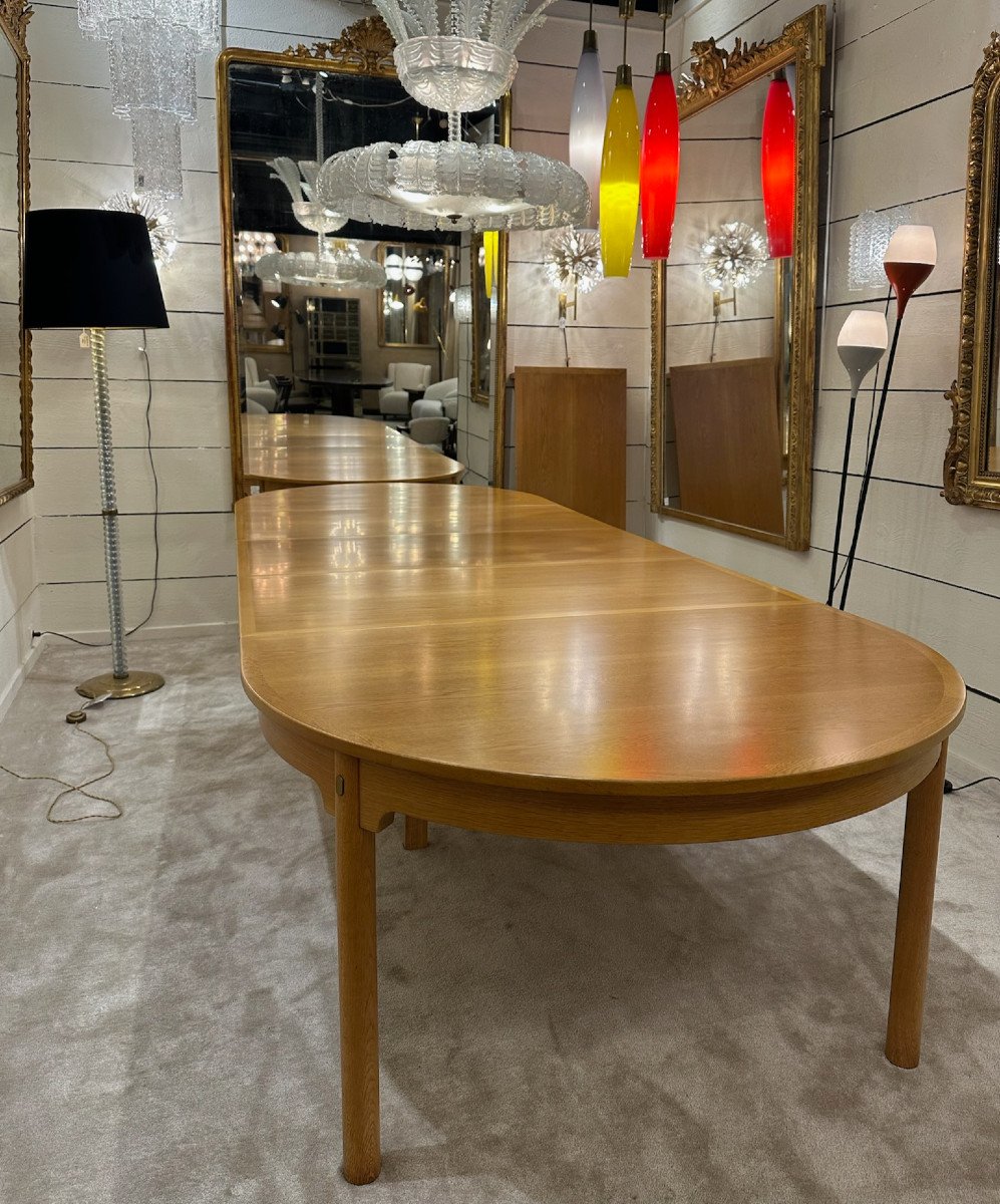 Très Grande Table Scandinave En Chêne Clair 1960 - longueur 408 Cm