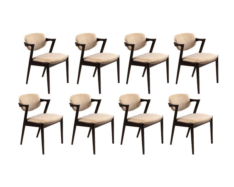 Ensemble De 8 Chaises Scandinaves « Black Oak » 1960