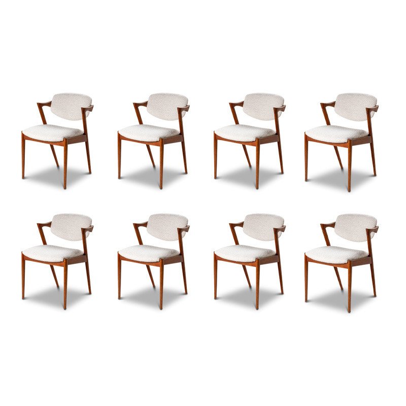 Bel Ensemble 8 Chaises Scandinaves En Teck 1960