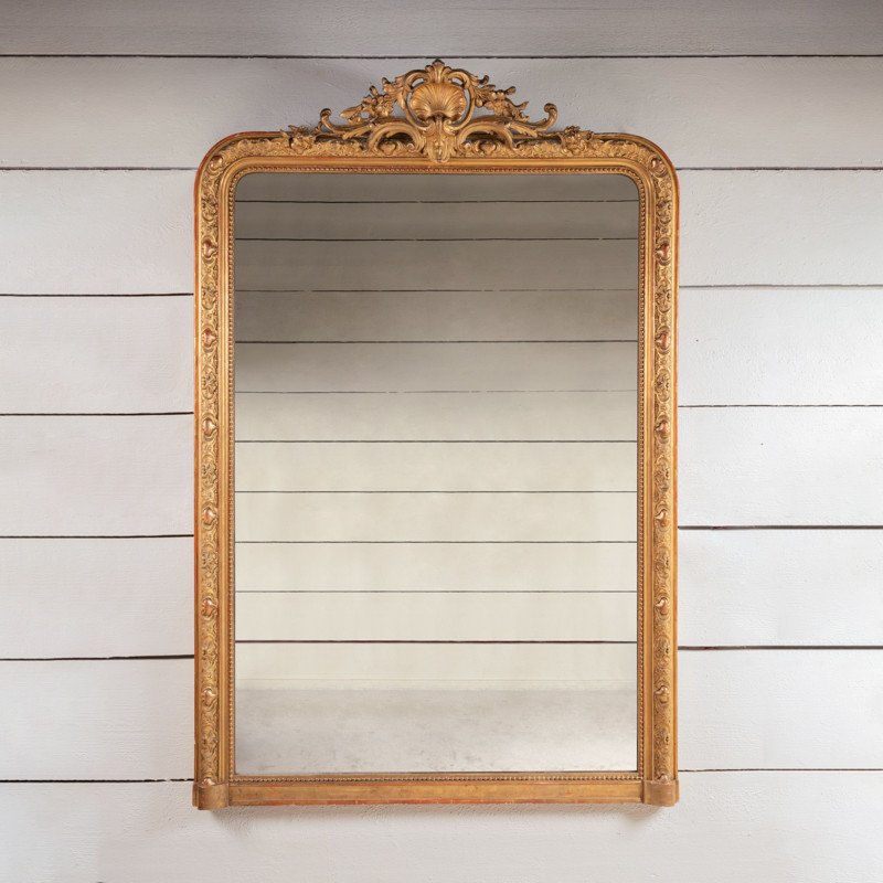 Very Large French Mirror From The 19th Century H. 178 Cm - W. 110 Cm-photo-2