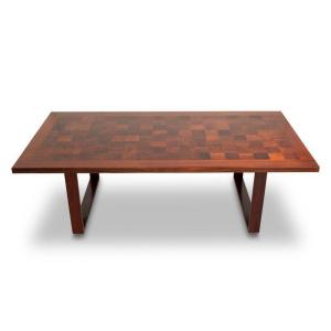 Table Basse Scandinave En Marqueterie 1960