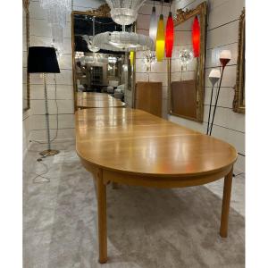 1960 Very Large Scandinavian Table In Light Oak - Length 408 Cm