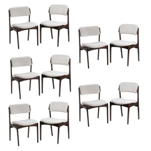 Ensemble 10 Chaises Scandinaves En Teck Foncé 1960