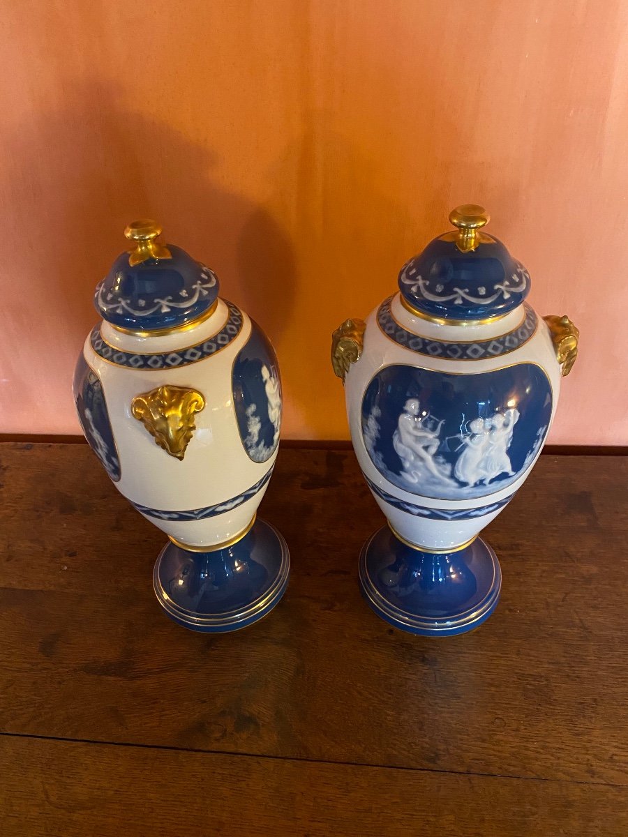 Pair Of Limoges Porcelain Vases Early 20th Signed Leroux-photo-6