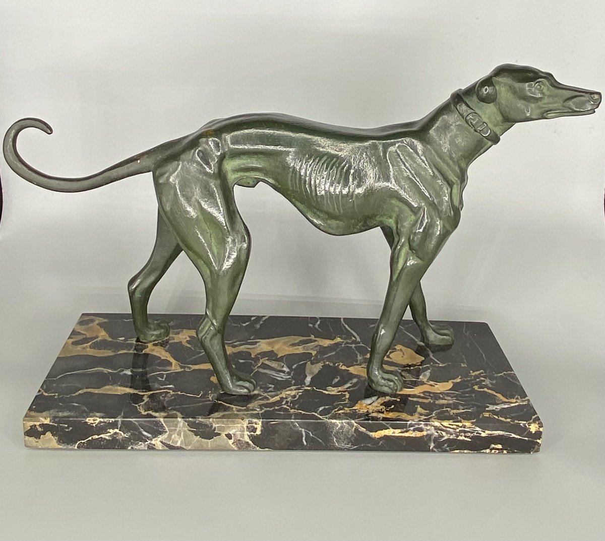 Greyhound Bronze Sculpture Signed Rochard -photo-3